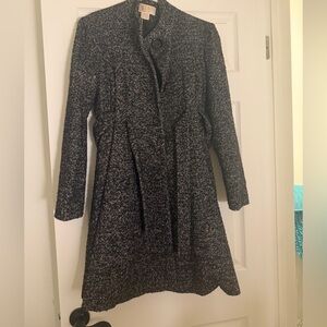 Michael Kors Elegant Black and White Patterned Wool Coat